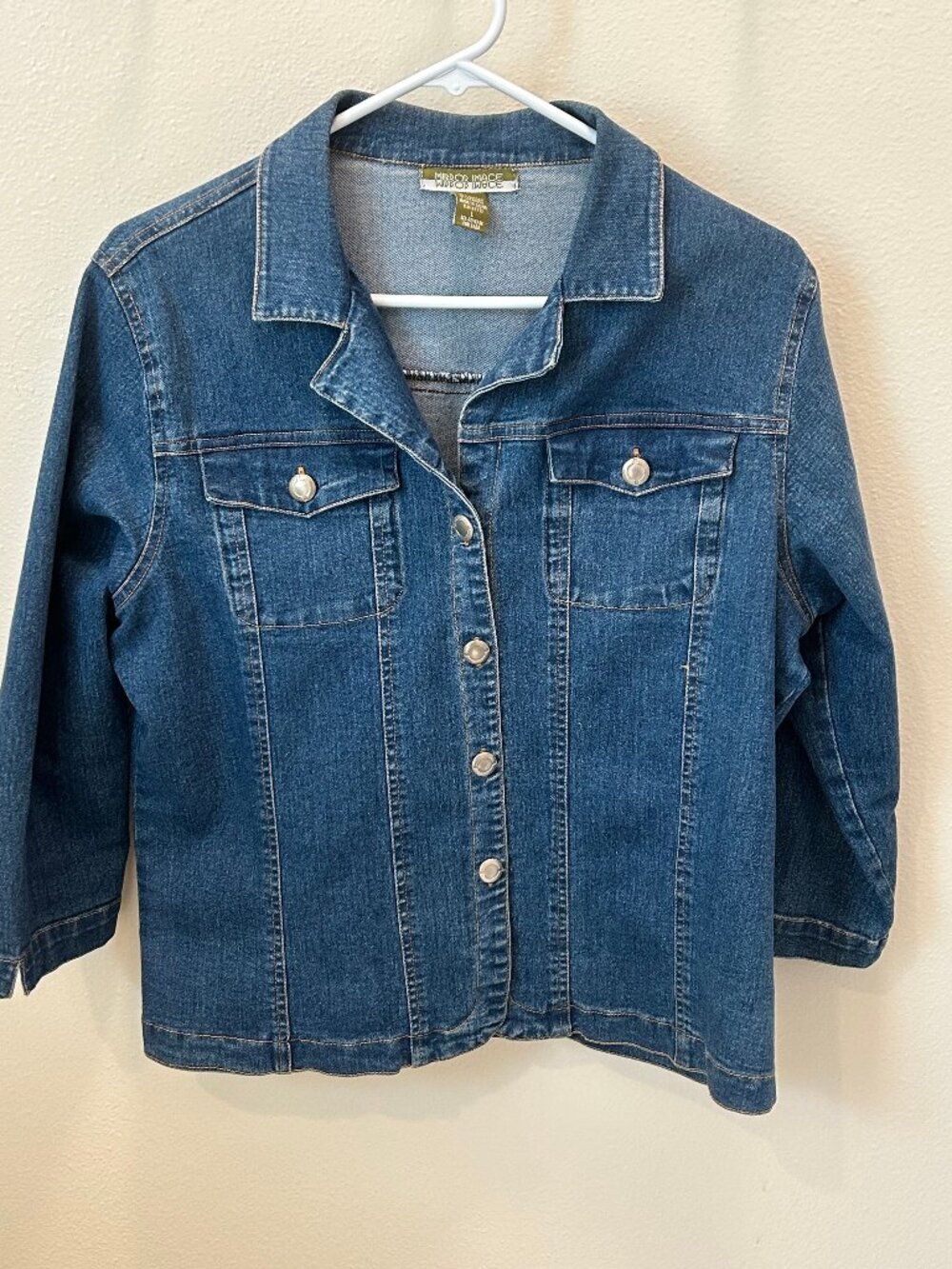 EUC Mirror Image 3/4 sleeve jean jacket, Size L